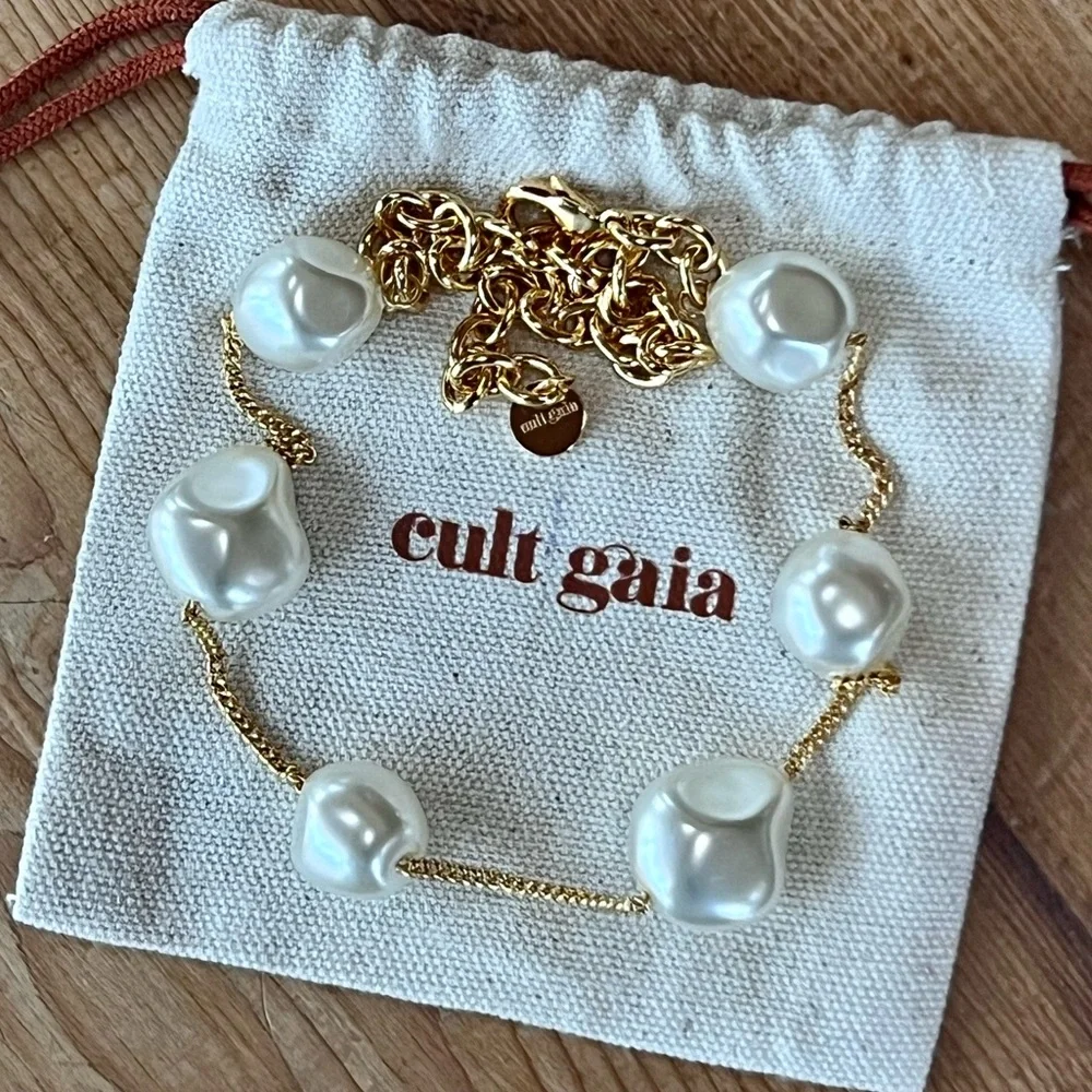 🌺🎉HP🎉🌺 NWT Cult Gaia Andie Pearl Choker Necklace - Picture 4 of 16